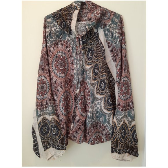 (K3) 100% Rayon Harem Pants w/ Circle and Flower - Picture 1 of 3